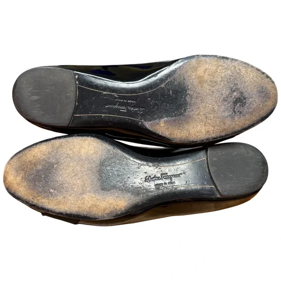 SALVATORE FERRAGAMO Varina Women Size 6B Black Leather Patent Ballet Flats Italy - Picture 14 of 15